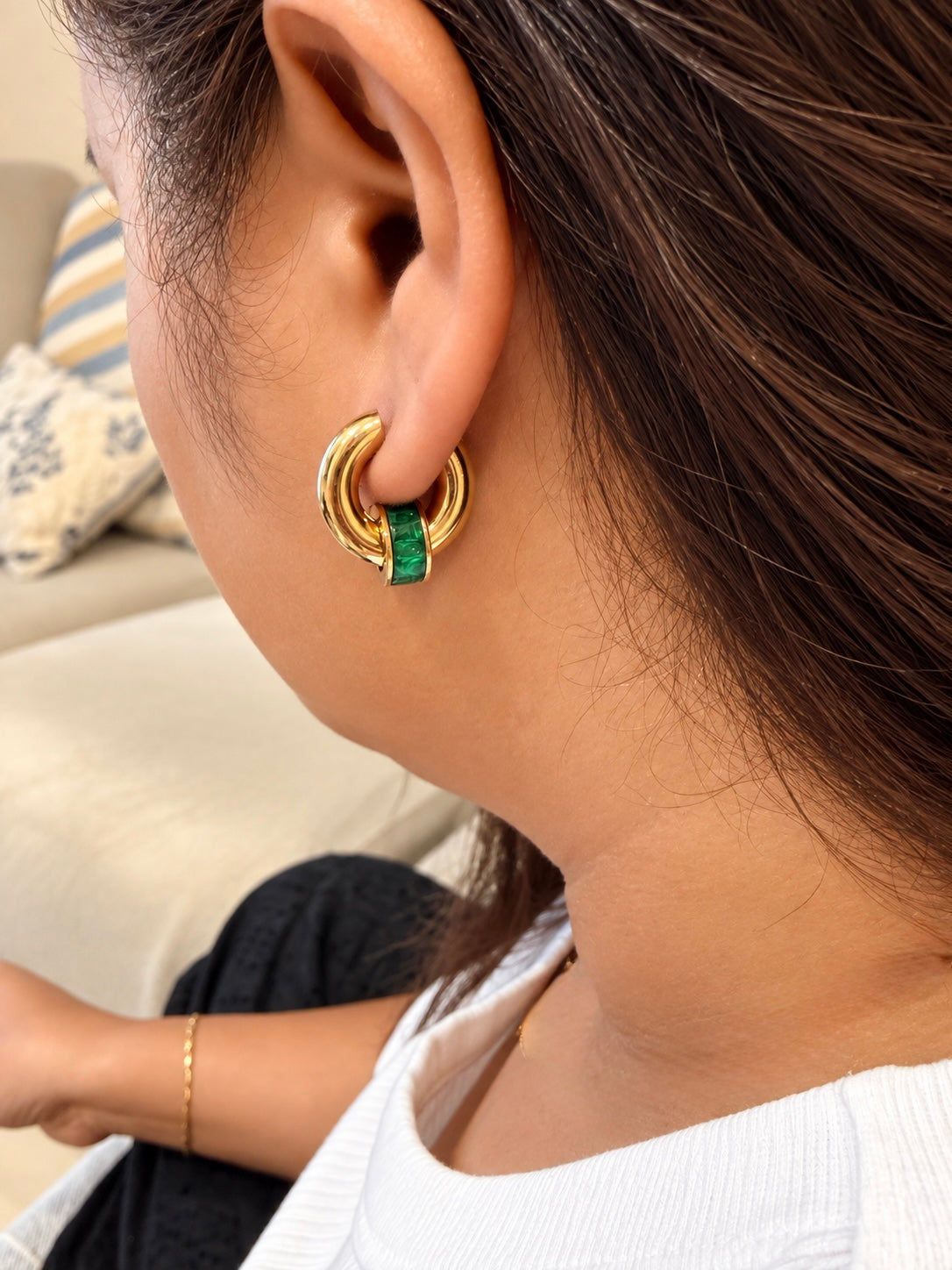 Marlowe Emerald Convertible Hoops